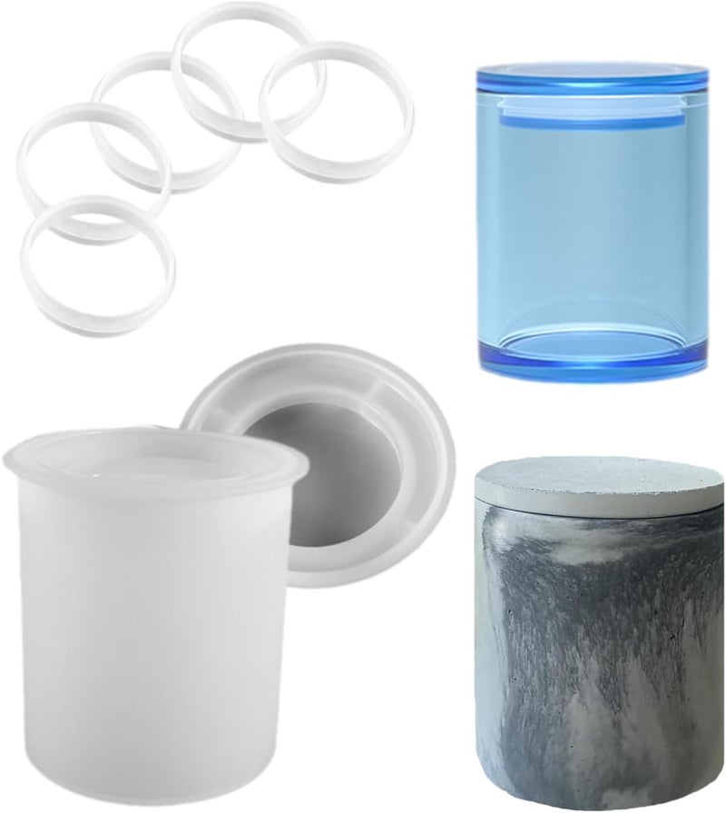 LSLEVA Storage Boxes with Lids, Creative Silicone Molds Set, Concrete Round Stripe Moulds for Storage and Candle Holders (J) - Image 1